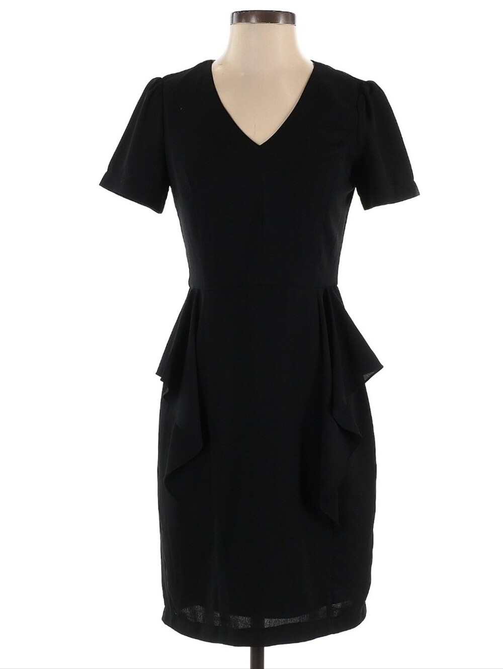 Black V-Neck Short Sleeve Dress